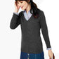 Charter Club Women's V Neck Cashmere Sweater Regular & Petite Sizes Gray Size Petite Small