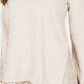 Style & Co Women's Lace TrimLong Sleeve Top Beige Size Petite X-Large