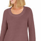 Style & Co Women's Textured  Knitted Printed Long Sleeve Scoop Neck Sweater Purple Size Petite Medium