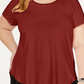 Alfani Women's Plus Satin Trim High Low T-Shirt Red Size 4X