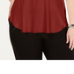 Alfani Women's Plus Satin Trim High Low T-Shirt Red Size 4X
