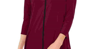 Alfani Women's Burgundy Solid Long Sleeve Crew Neck T Shirt Top Wine Size Petite Small