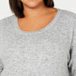 Ideology Women's Plus Long Sleeve Knit T-Shirt Gray Size 3X