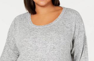 Ideology Women's Plus Long Sleeve Knit T-Shirt Gray Size 3X
