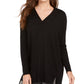 Style & Co Women's V Neck Tunic Black Size PS