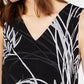 Alfani Women's Printed Handkerchief Hem Top Black Size Petite Medium