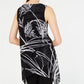 Alfani Women's Printed Handkerchief Hem Top Black Size Petite Medium