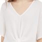 Polly & Esther Junior's Tie Front Waffle Knit Top White Size Large