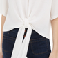 Polly & Esther Junior's Tie Front Waffle Knit Top White Size Large