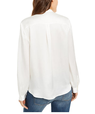 Eileen Fisher Women's Silk Button Front Button Down Top White Size Large