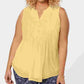 Charter Club Women's Pleated Pintuck Top Yellow Size 1X