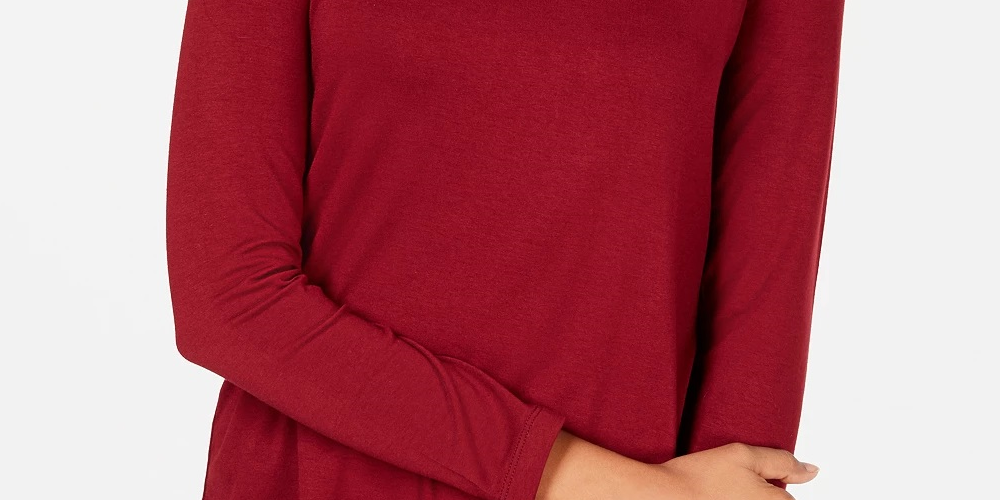 JM Collection Women's Long Sleeve Turtle Neck Top Red Size Petite Small