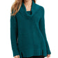 Style & Co Women's Petite Cowl-Neck Vented-Hem Sweater Green PM