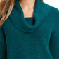 Style & Co Women's Petite Cowl-Neck Vented-Hem Sweater Green PM