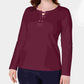 Karen Scott Women's Tie Long Sleeve Henley Top Red Size X-Small