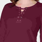 Karen Scott Women's Tie Long Sleeve Henley Top Red Size X-Small