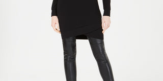 Bar III Women's Hooded Sweatshirt Tunic Top Black Size Medium