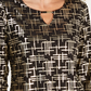 JM Collection Women's Printed Jacquard Top Black Size Petite X-Large