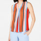 Bar III Women's Striped Inverted Pleat Blouse Black/White Size XS