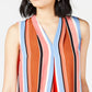 Bar III Women's Striped Inverted Pleat Blouse Black/White Size XS