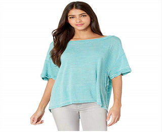 Free People Women's Turquoise Short Sleeve T-Shirt Top Blue Size X-Small