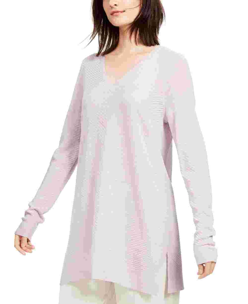 Eileen Fisher Women's V Neck Wool Tunic Pink Size Medium