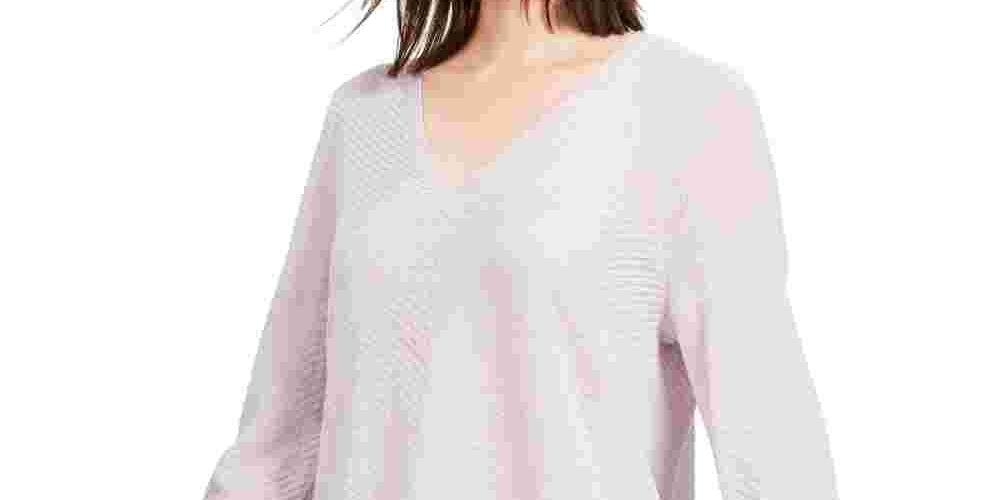 Eileen Fisher Women's V Neck Wool Tunic Pink Size Medium