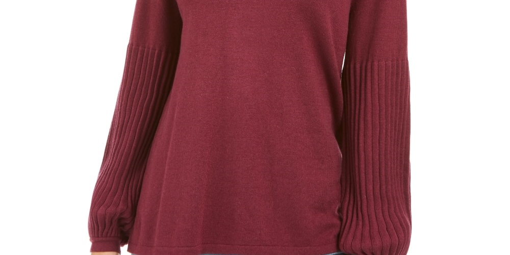 Style & Co Women's Bishop Sleeve Tunic Sweater Red Size Petite X-Large
