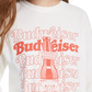 True Vintage Women's Cotton Budweiser Graphic Print T Shirt White Size X-Small