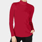 Charter Club Women's Cotton Mock Neck Top Red Size Small