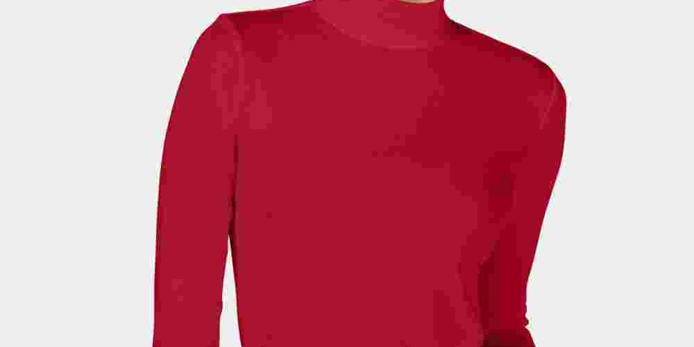 Charter Club Women's Cotton Mock Neck Top Red Size Small
