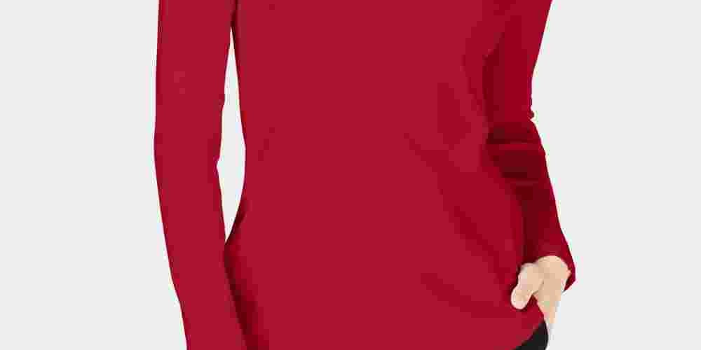 Charter Club Women's Cotton Mock Neck Top Red Size Small