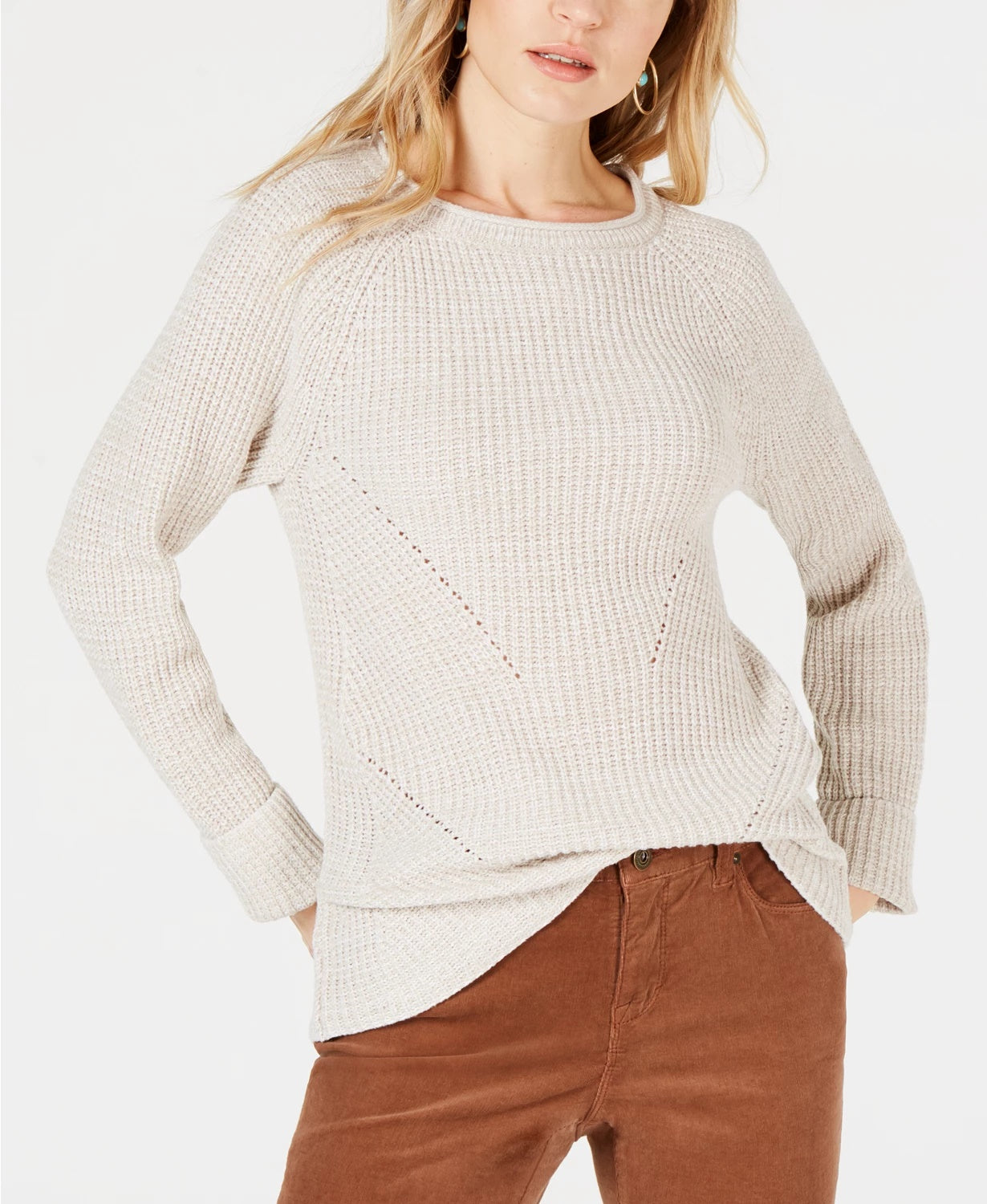 Style & Co Women's Petite Marled-Knit Sweater Beige PM