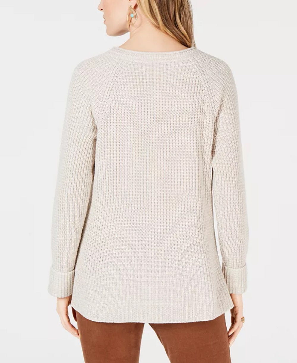 Style & Co Women's Petite Marled-Knit Sweater Beige PM