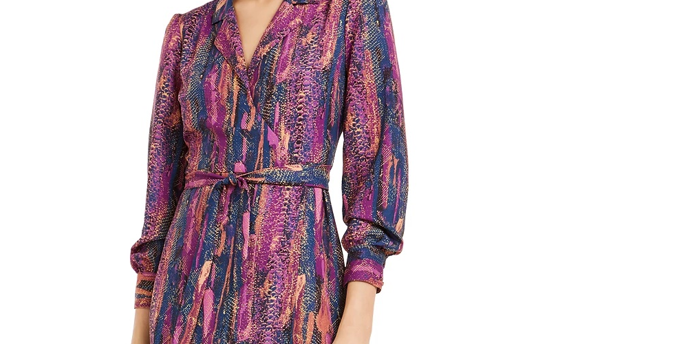 Bar III Women's Snake Print Wrap Maxi Dress Pink Size Medium
