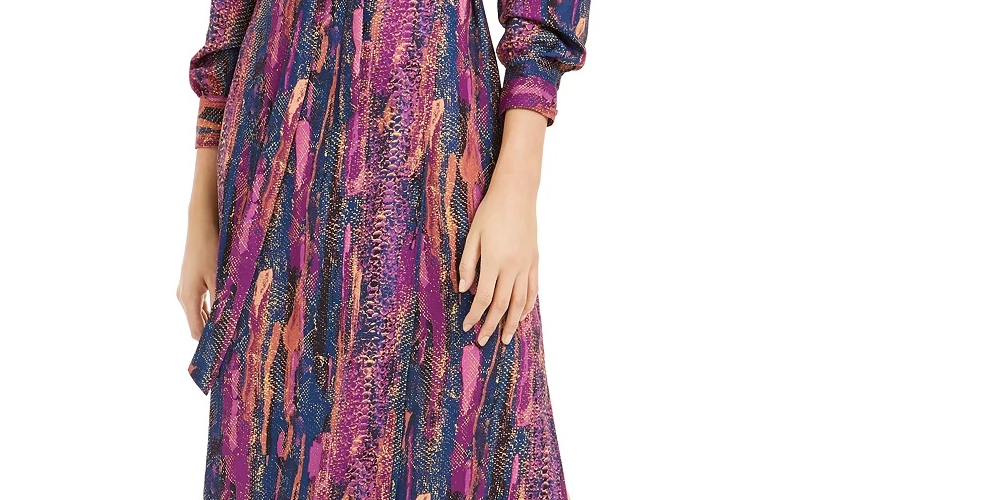 Bar III Women's Snake Print Wrap Maxi Dress Pink Size Medium