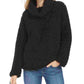 Style & Co Women's Faux Fur Solid Long Sleeve Turtle Neck Blouse Sweater Black Size Petite X-Large