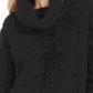 Style & Co Women's Faux Fur Solid Long Sleeve Turtle Neck Blouse Sweater Black Size Petite X-Large