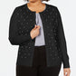 Charter Club Women's Plus Faux Pearl Studded Cardigan Black Size 1X