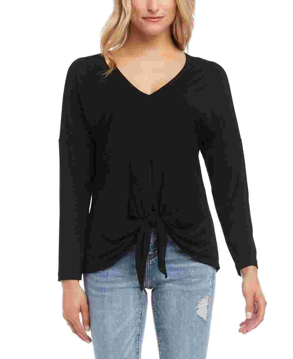Karen Kane Women's Tie-Front Top Black Size Medium