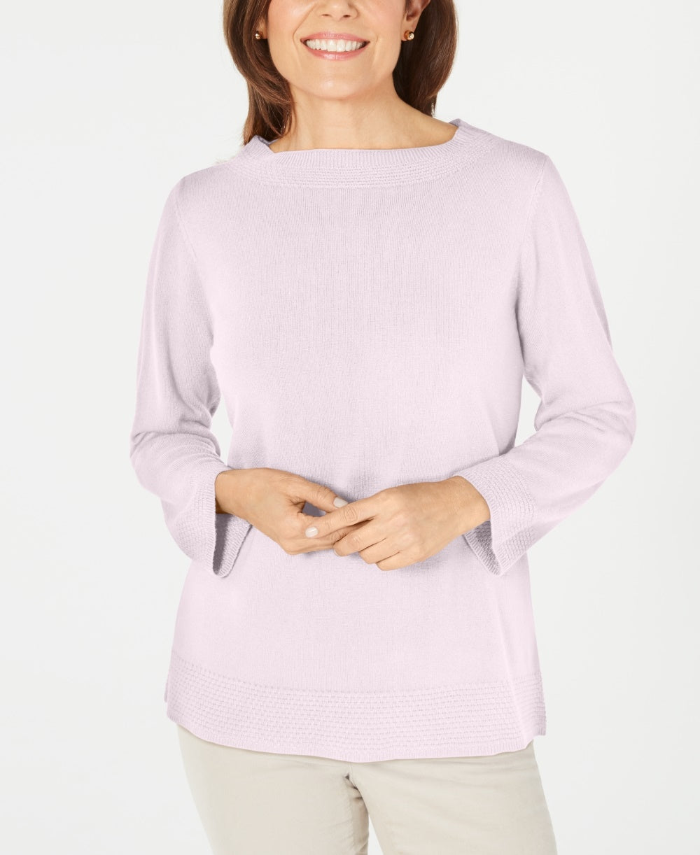 Karen Scott Women's Bateau Neck Long Sleeve Sweater Pink Size XX-Large