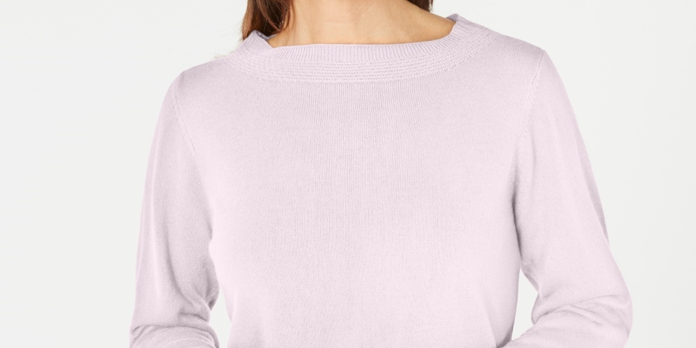 Karen Scott Women's Bateau Neck Long Sleeve Sweater Pink Size XX-Large
