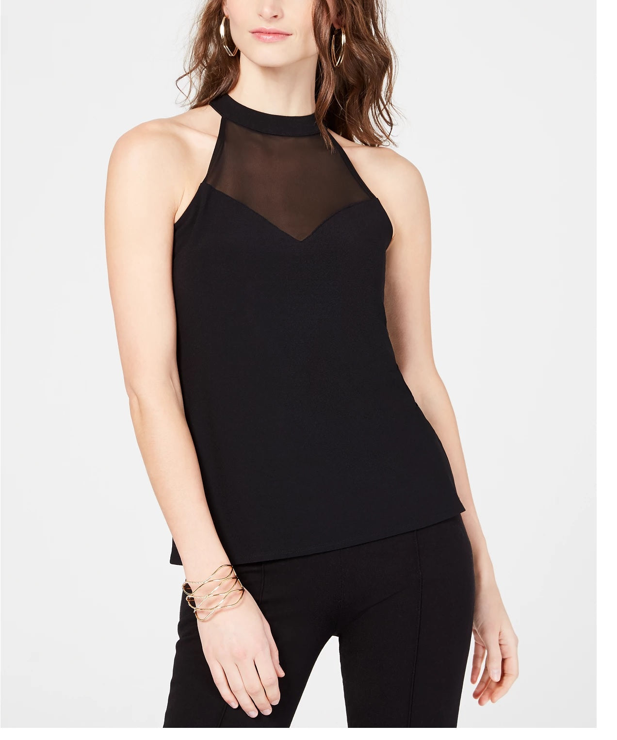 INC International Concepts Women’s Illusion Halter Top Black Size Petite X-Large