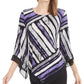 Alfani Women's Printed Pointed Hem Top Purple Size Petite Small