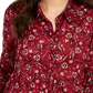 Style & Co Women's Floral Print Tiered Shirt Red Size PM