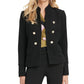 DKNY Women's Stand Collar Double Breasted Military Jacket Black Size 6