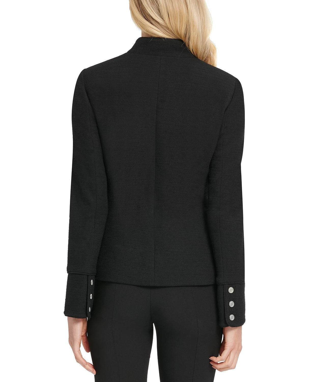 DKNY Women's Stand Collar Double Breasted Military Jacket Black Size 6