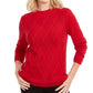 Karen Scott Women's Beaded Cable Mock Neck Sweater Red Size Small
