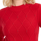 Karen Scott Women's Beaded Cable Mock Neck Sweater Red Size Small