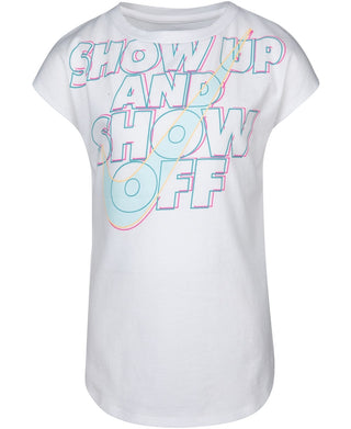 Nike Little Girl's Show Up & Show Off Logo T-Shirt White Size 5